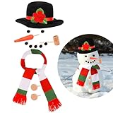 Fighting to Achieve 13PCS Build A Snowman Kit, Winter DIY Snowman Decorating Supplies for Outdoor Christmas Decorations, Black Hat Snowman Making Kit Snow Tools for Xmas Holiday Party Decoration