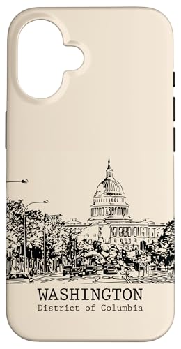 Washington DC Vintage Horizonte Dibujo Carcasa para iPhone 16
