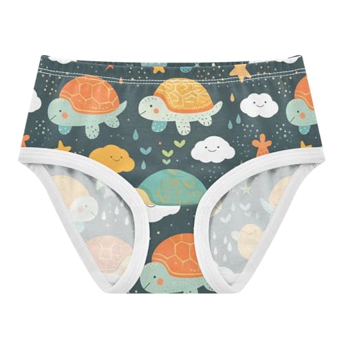 Wusikd Cute Turtle Girls' Underwear Cotton Clouds Stars Girls Briefs Soft Toddler Underwear 2T