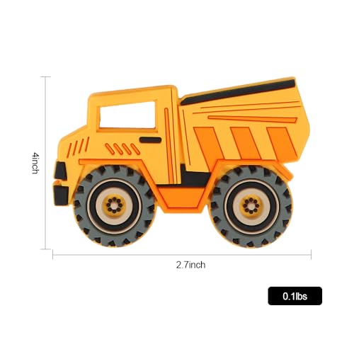 Image of Car Series Baby Teething Toys,Food Grade Silicone Chew Teether for 3 Months+ Infant Boy and Girl,Toddler Sensory Chewing Teether,BPA Free. (Dump Truck,Yellow)