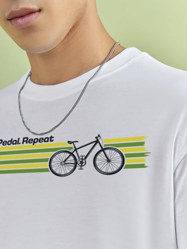 Image of Bewakoof Men's Graphic Print Oversized Fit Full Sleeve Round Neck Pure Cotton T Shirt