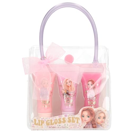 Depesche 13759 TOPModel Cowgirl - Set de Brillos de Labios Beauty and Me, 3 Brillos de Labios en Rosa, Rosa y Lila, con Diferentes Aromas frutales