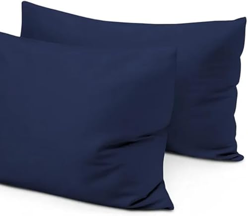 Juego de 2 fundas de almohada de viaje para niños pequeños, color azul marino sólido de 14 x 20 pulgadas, cierre de cremallera, juego de 2 fundas de