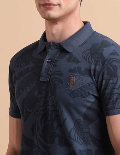 Image of U.S. POLO ASSN. Denim Co. Men's Tropical Printed Pure Cotton Polo Shirt