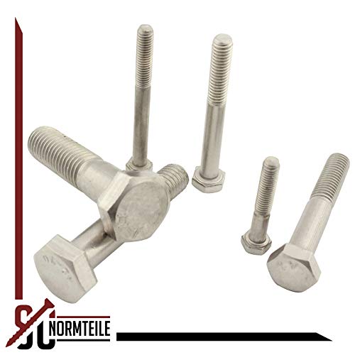 10 Stück Sechskantschrauben mit Schaft - M8x90 - Maschinenschrauben - aus rostfreiem Edelstahl A2 (V2A / VA) - SC931 - SC-Normteile
