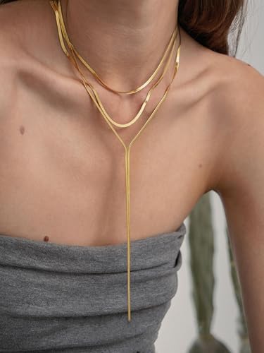 Lariat Long Necklaces for Women - Statement Layered Gold Silver Long Necklaces, Statement Jewelry Gifts for Women2