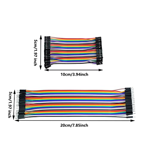 Image of 240pcs Multicolored Jumper Ribbon Cables 20cm 10cm Breadboard Prototyping Wires 40pin M-M, 40pin M-F, 40pin F-F Jumper Wire Kit for Arduino DIY Project (8 inch and 4 inch)