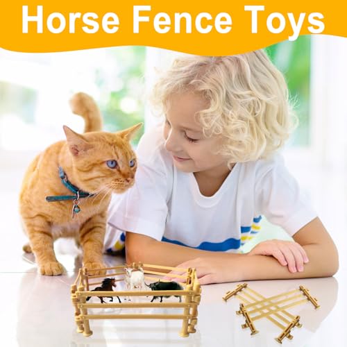 FULHANY 80 StüCk Zaun Spielzeug - SpielzeugZaun - Pferdezaun Spielzeug - Verwendung FüR PäDagogische Geschenke, Kindergeschenke, DIY Tier Zaun Scheune Zaun Mikro Landschaft Dekoration