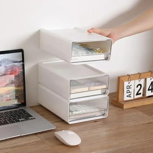 Boîte de rangement de bureau transparent tiroir plastique A4 - 3