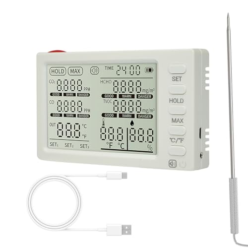 Détecteur de qualité de l'air et thermomètre à sonde pour éviter la pollution et rater vos cuissons