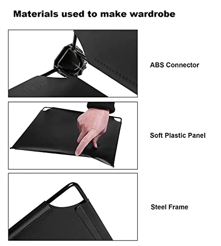 Image of Multi-Purpose Plastic Soft Sheet Wardrobe Storage Rack Closest Organizer for Clothes Kids Living Room Bedroom Small Accessories Wardrobe Organizer for Clothes (Black), 142 Cm, 71 Cm