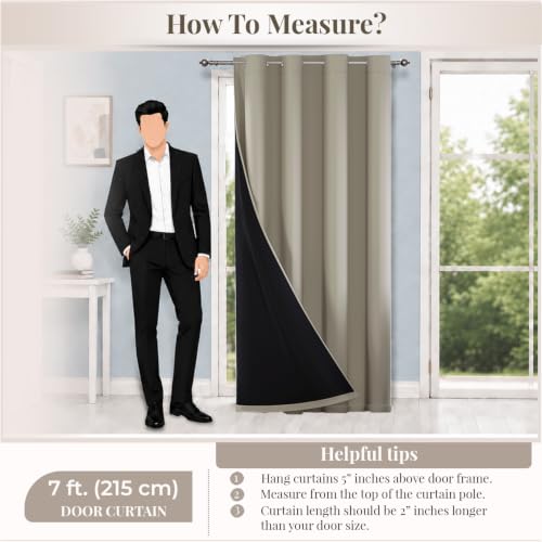 Image of HOKIPO Midnight True Blackout Curtains 7 Feet Long 1 Panel, Taupe