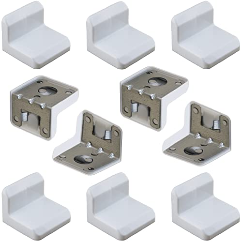 AERZETIX - C65776 - Lot de 10 Équerres de fixation haut de cuisine 29x38x39 mm avec strie à 6 trous avec cache en plastique 32x40x44 - ferrure d'assemblage...