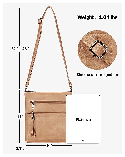 Image of MASINTOR Crossbody Purses for Women, Multi Pocket Casual Crossbody Bag, Adjustable Strap Shoulder Bag with Tassel
