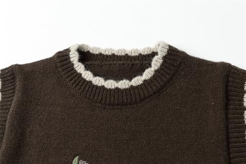 Mud Kingdom Girls Knit Sweater Vest Sleeveless Floral Embroidery Knitted Crewneck Top3