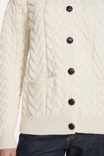 Image of Irish Cardigan Sweater for Women Made in Ireland Supersoft Aran Merino Wool Lumber Jacket