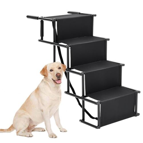 Hundetreppe Für Kleine Große Hunde, Hunderampe Auto Klappbar, Haustiertreppe Leiter 4 Stufen, Gelenkschonende Einstiegshilfe Hundetreppe für Auto Kofferraum bis 80 kg Belastbar, Schwarz Hundetreppe Für Kleine Große Hunde, Hunderampe Auto Klappbar, Haustiertreppe Leiter 4 Stufen, Gelenkschonende Einstiegshilfe Hundetreppe für Auto Kofferraum bis 80 kg Belastbar, Schwarz
