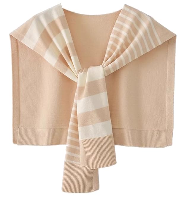 Knitted Stripe Shawl Womens Tie Up Knotted Scarf Tops Y2K Pashmina Shawls Shoulder Cape Wraps for Office Vacation
