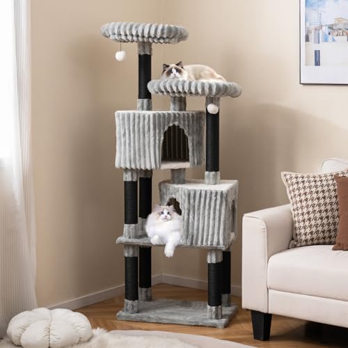 Árbol para Gatos Tangkula 62 pulgadas con Rascadores y Camas miniatura 2