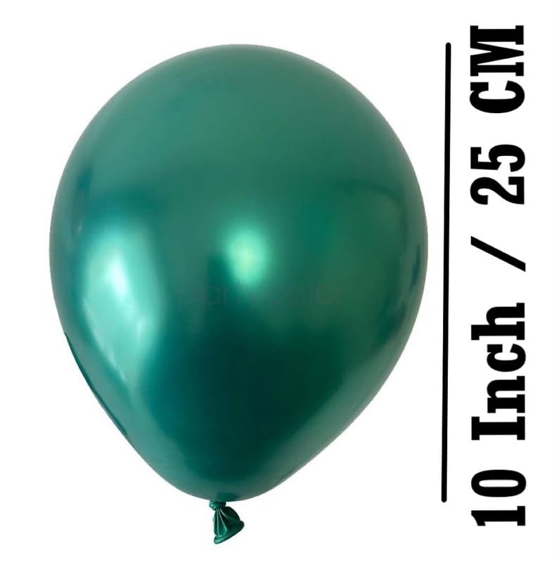 Image of Chrome Metallic Balloons Dark Green 100 pcs Glossy Latex Balloon for Birthday Decoration Kit Wedding, Anniversary Floral Garland 10 Inch Helium Supported