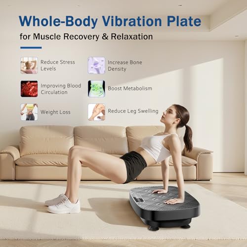 Image of Vibration Plate Exercise Machine, Vibrating Plate for Lymphatic Drainage, Shake Plate Whole Body Vibration Plate Platform, Fitness Equipment for Weight Loss Fat Burner for Women Men