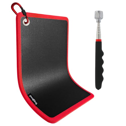 Flexible Magnetic Tool Mat 40 LBS Magnetic pad with Magnetic picker Circular hanging hole&Carabiner Hook Storage Organizer for Auto Motorcycle Electronic Assembly DIY Garage Workshop 12.6 x 9.76