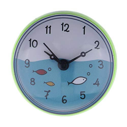 Clocks Bathroom Silicone Clock w/Suction Cup Waterproof Green
