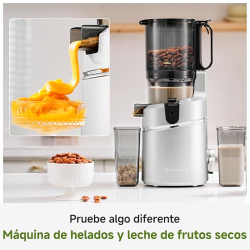 AMZCHEF Extractor de Verduras y Zumos Automático, 1,8L Capacidad y 145MM Apertura Licuadora para Frutas y Verduras Entera, 250W Licuadora Prensado en Frio Lento con Triple Filtro - Plata - imagen 8