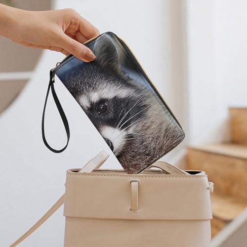 Northern Raccoon's Face Portable Long Wallet for Women Men Zipped Travel Purse Credit Card Holder Coin Pouch 7