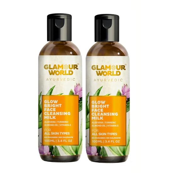 Glamour World Ayurvedic Glow Bright Face Cleansing Milk (Pack of 2)