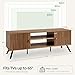 COMHOMA TV Stand for Living Room, Mid Century Modern Entertainment Center for 55/60/65 Inch TVs, Retro Brown TV Console with Fluted Door Cabinets and Open Adjustable Shelve Storage for Bedroom (53In)