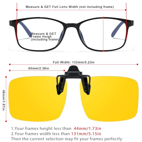 Trysee Night Vision Pro Glasses for Driving Clip On Yellow Nighttime Glasses Polarized Anti Headlights Glare TS-CO-8032