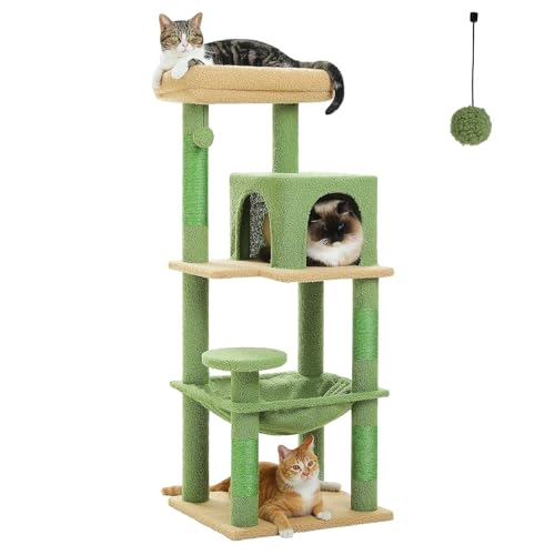 Arbre à chat d'intérieur vert M pour le salon et les moments de sieste