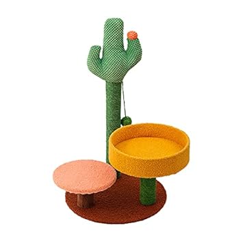 Royale Cat Cactus Cat Scratcher Post Tree Tower for Indoor Cats,Cat Scratching Post with Cat Climbing Frame,Cat Bed and Interactive Dangling Ball Size 52 * 70cm