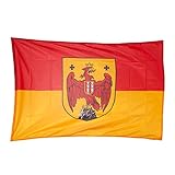 burgenland rot Hissflagge im Querformat Bundesland Burgenland, rot-gold geteilt, mit Wappeneindruck