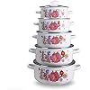 Household 5 Cans/Sets of Enamel Casserole Cooking Enamel Soup Pot Set Kitchen Utensils Enamel Casserole Set Pots