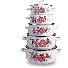 Household 5 Cans/Sets of Enamel Casserole Cooking Enamel Soup Pot Set Kitchen Utensils Enamel Casserole Set Pots