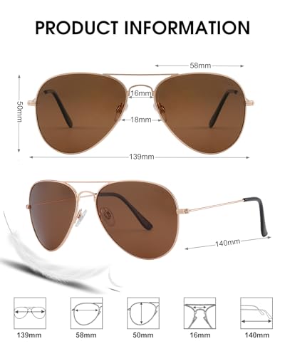 Image of Joox Aviator Sunglasses for Men Women,Polarized UV 400 Protection Lens with Metal Pilot Frame Unisex