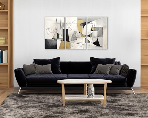 INTELIENZOS Tres cuadros modernos para decoracion de salon 120x61cm, Pack 3 Lienzos de Picasso, estilo abstracto, Abs 6 - imagen 4