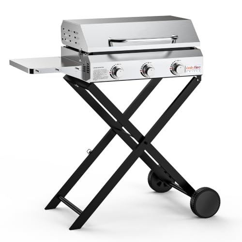 Portable 3-Burner Propane Gas Griddle with Cart