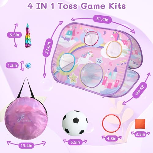 Sportneer Bean Bag Toss Game Toy: Kids Games Sportneer 4 In 1 Carnival Toddlers Outdoor Toys For Boy Girl Gift Family Birthday Party Supplies Foldable Yard Games Toy For Age 3-8 With 1 Football & 9 Rings thumb #4