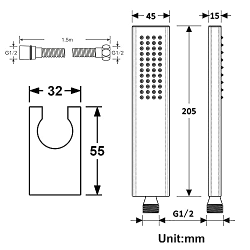 Cabezal de ducha manual cuadrado de latón LASEVE miniatura 3