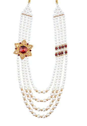 Pearl Enamel Plated Brass Necklace 