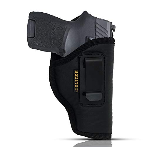 IWB Gun Holster by Houston - ECO Leather Concealed Carry Soft Material | Fits Sig P250 Sub Comp, P320 Sub Comp, 224 | FNS 9C | XD Mod. 2-3" 40 & 45 | XD9 Sub Comp | Glock 30/30S/39 (Right)