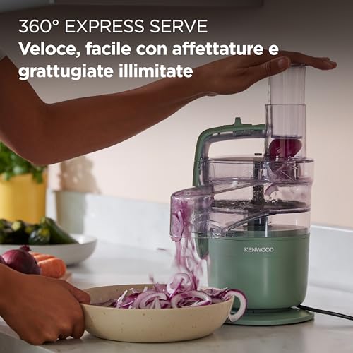 Kenwood MultiPro Compact – Robot da Cucina Multifuzione con Express Serve, Lama in Acciaio Inox, Dischi Affetta e Grattugia, Personal Blender 600 ml, Funzione Pulse, Verde Eucalipto (FDP23.380GR) - Immagine 3