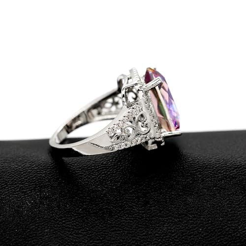 Women's Fashion Anniversary Promise Rings Platinum Plated Wedding Engagement Multicolor Cubic Zirconia Rings for Women Y5854