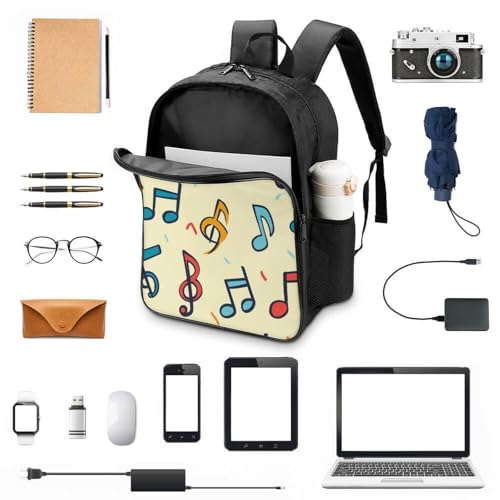 Mochila para niños ergonómica con protector de lluvia y relieve de notas musicales 4