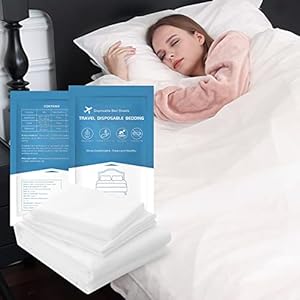 Disposable Bed Sheets Travel Set - Portable Travel Sheet with Quilt Cover and Pillowcase for Hotel, Cruise, Business Trip, Hospital 8 41TsmZkGZWL. SS300