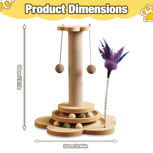 Arbre à chat et griffoir pour chat d'intérieur multifonction robuste en bois - 3