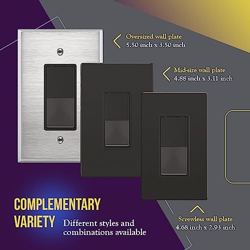 Enerlites Elite Series Decorator Rocker Light Switch, 15A 120V/277V, Gloss Finish, Single Pole, 3 Wire, Grounding Screw, Residential Grade, Ul Listed, 91150-Db, Dark Bronze Color (10 Pack) #TOP6
